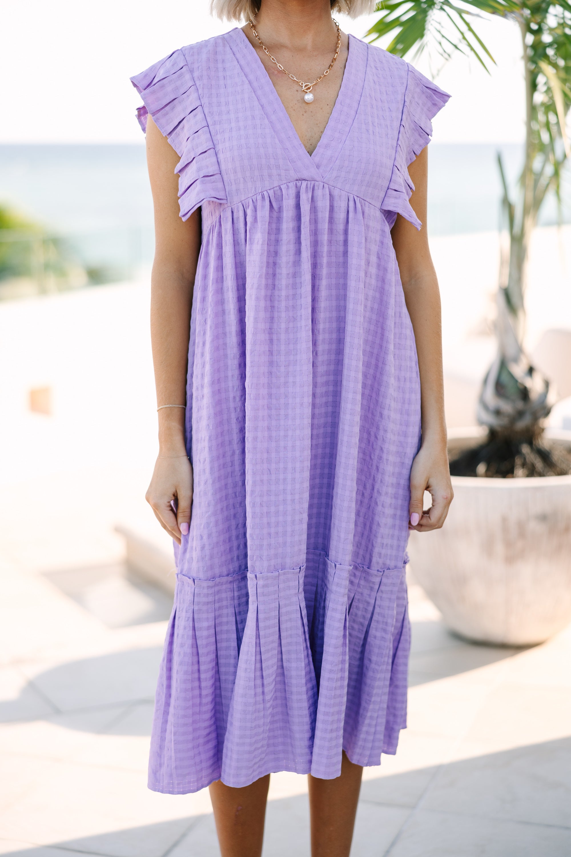 Lift Your Spirits Lavender Purple Midi Dress