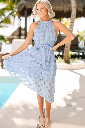 Living For You Periwinkle Blue Floral Midi Dress