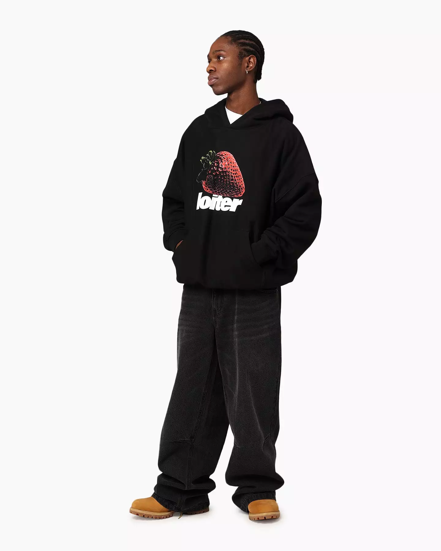 Loiter Strawberry Hoodie Black