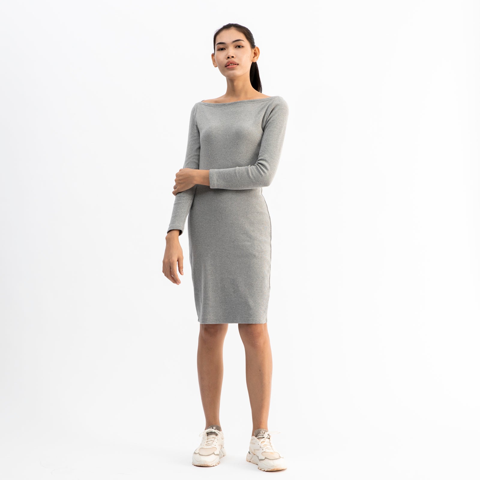 Long Sleeve Midi Dress | Grey Marle