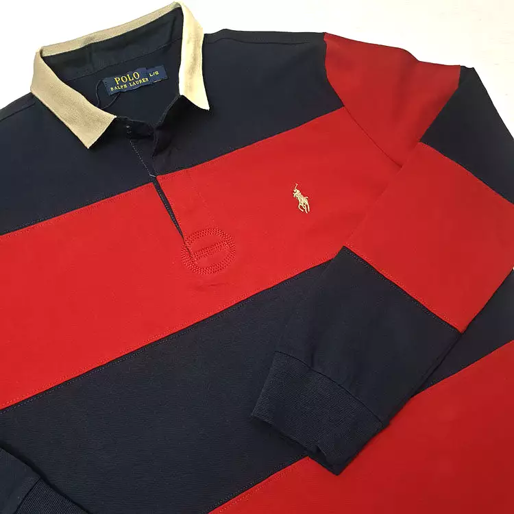 Longsleeve PRL striped polo for men | Red