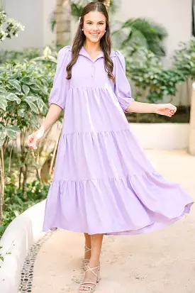 Love Found Lavender Purple Tiered Midi Dress