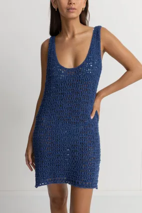 Maddie Knit Scoop Neck Mini Dress Blue