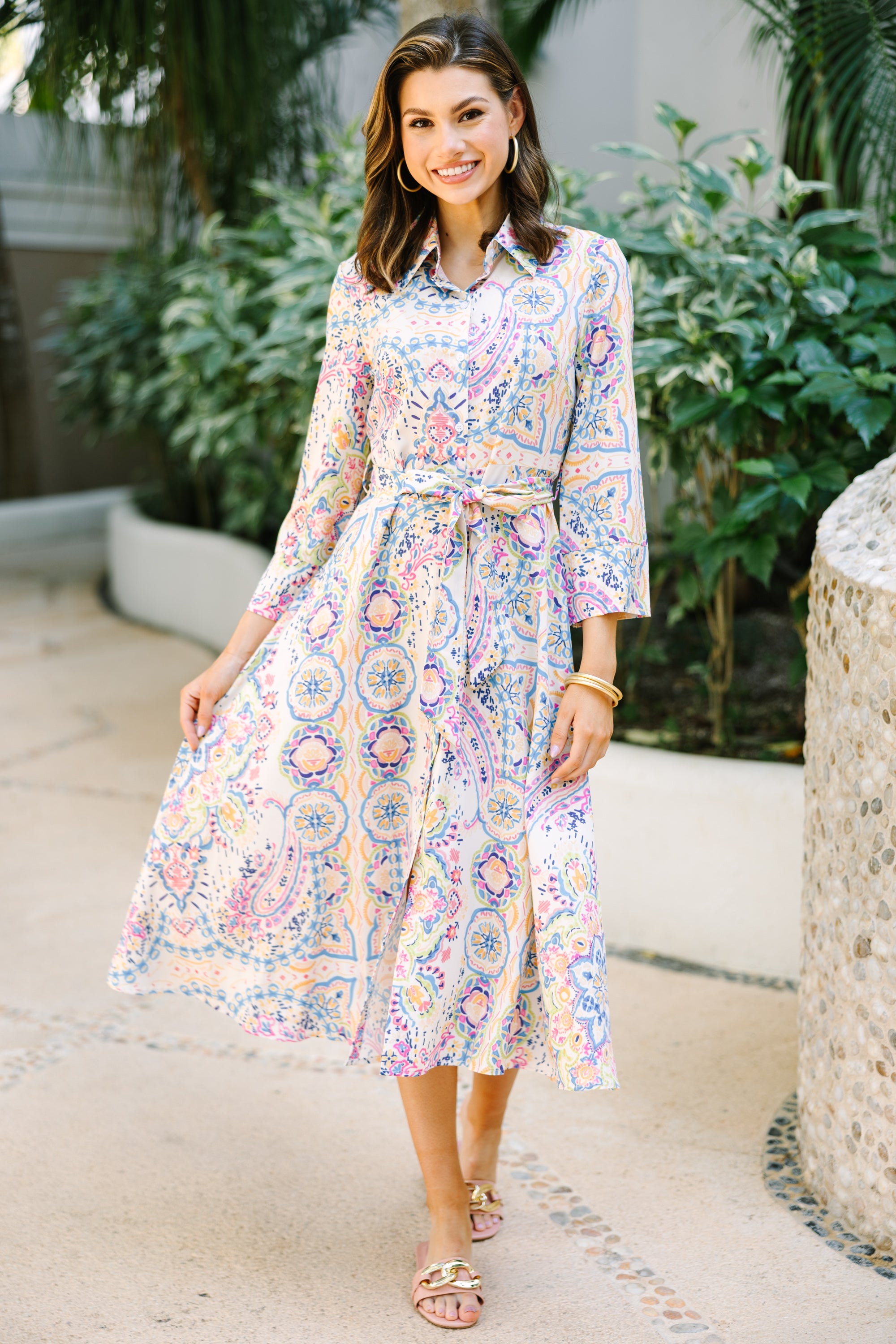 Make Me Feel Joy Multi Color Paisley Midi Dress