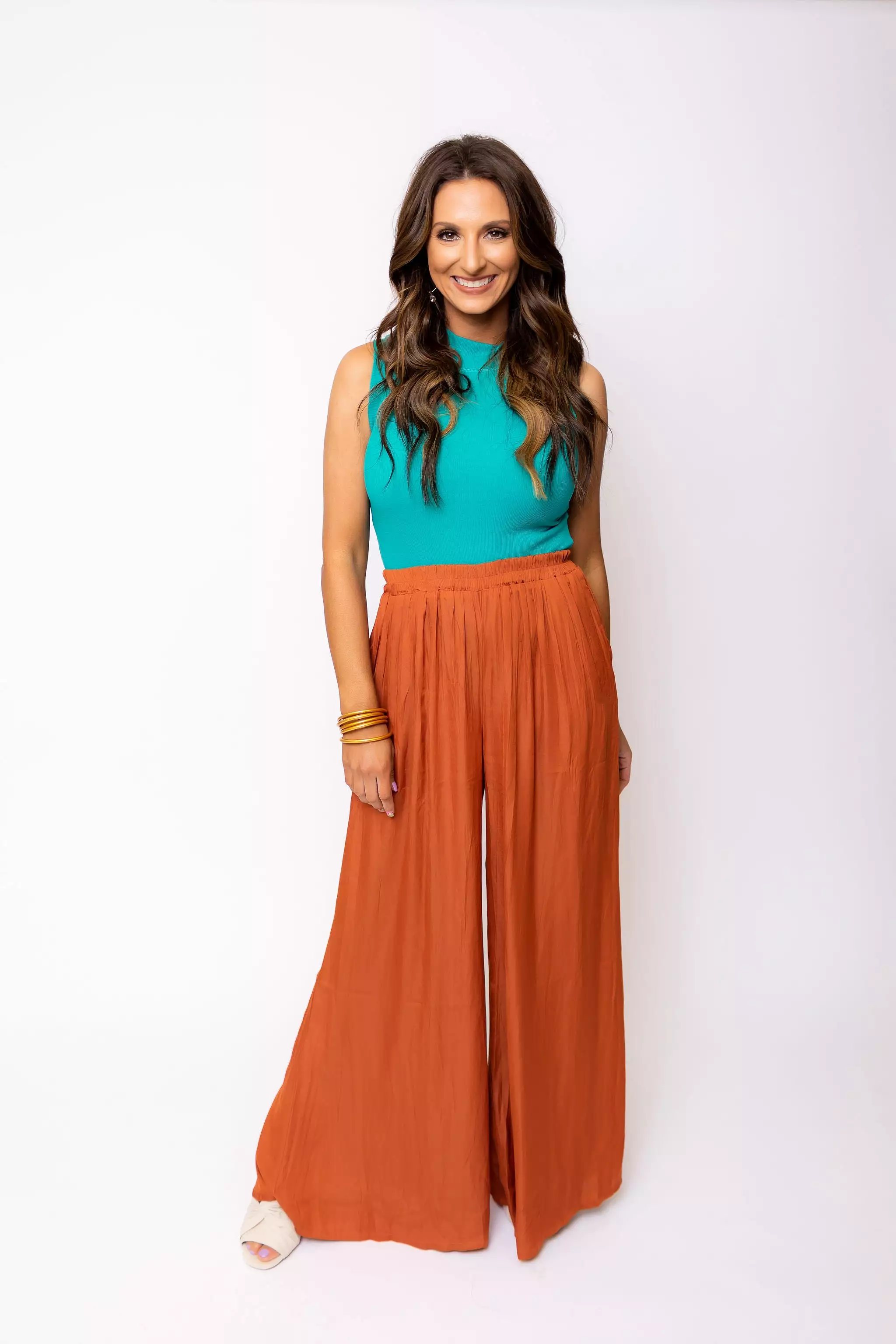 Never Too Late Rust Palazzo Pants