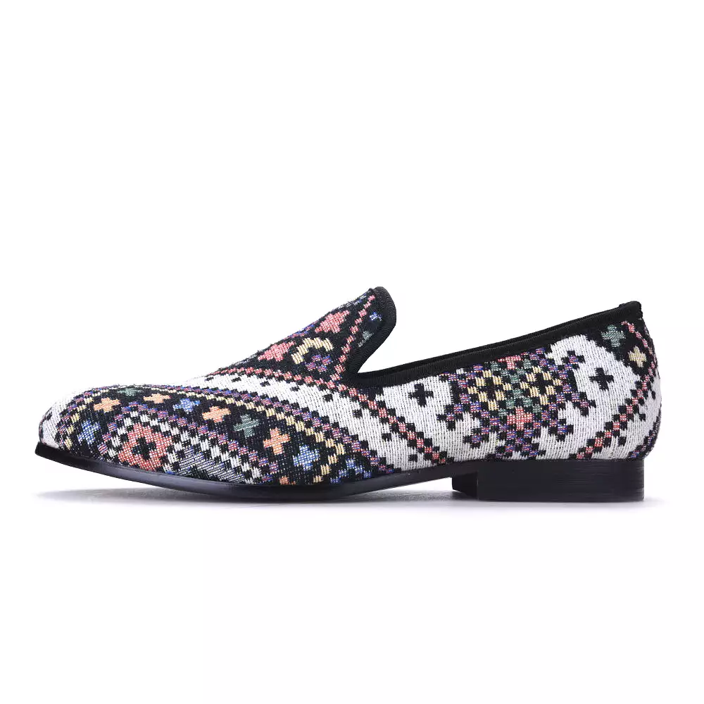 OneDrop Handmade Mixed Colors Men Flats Ethnic Lattice Dress Shoes Party Wedding Prom Loafer