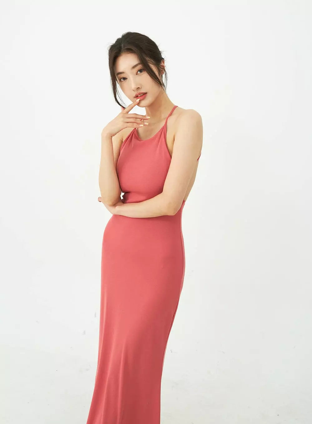 Open Back Cross Strap Maxi Dress IU11