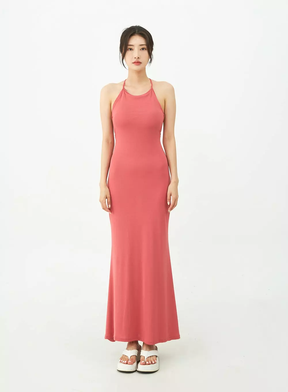 Open Back Cross Strap Maxi Dress IU11