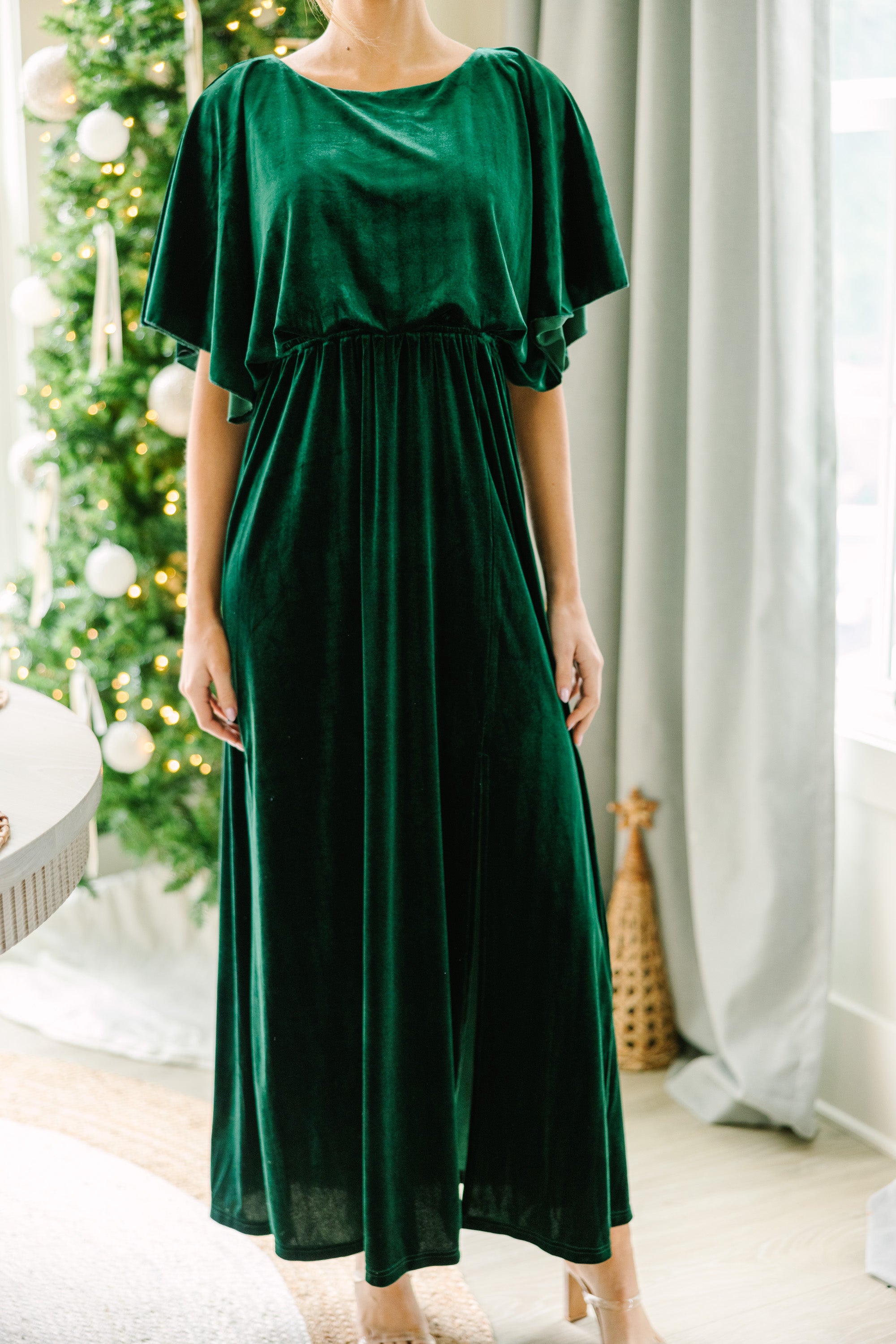 Out On The Dance Floor Emerald Green Velvet Maxi Dress