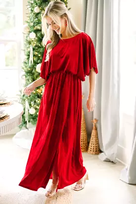 Out On The Dance Floor Ruby Red Velvet Maxi Dress