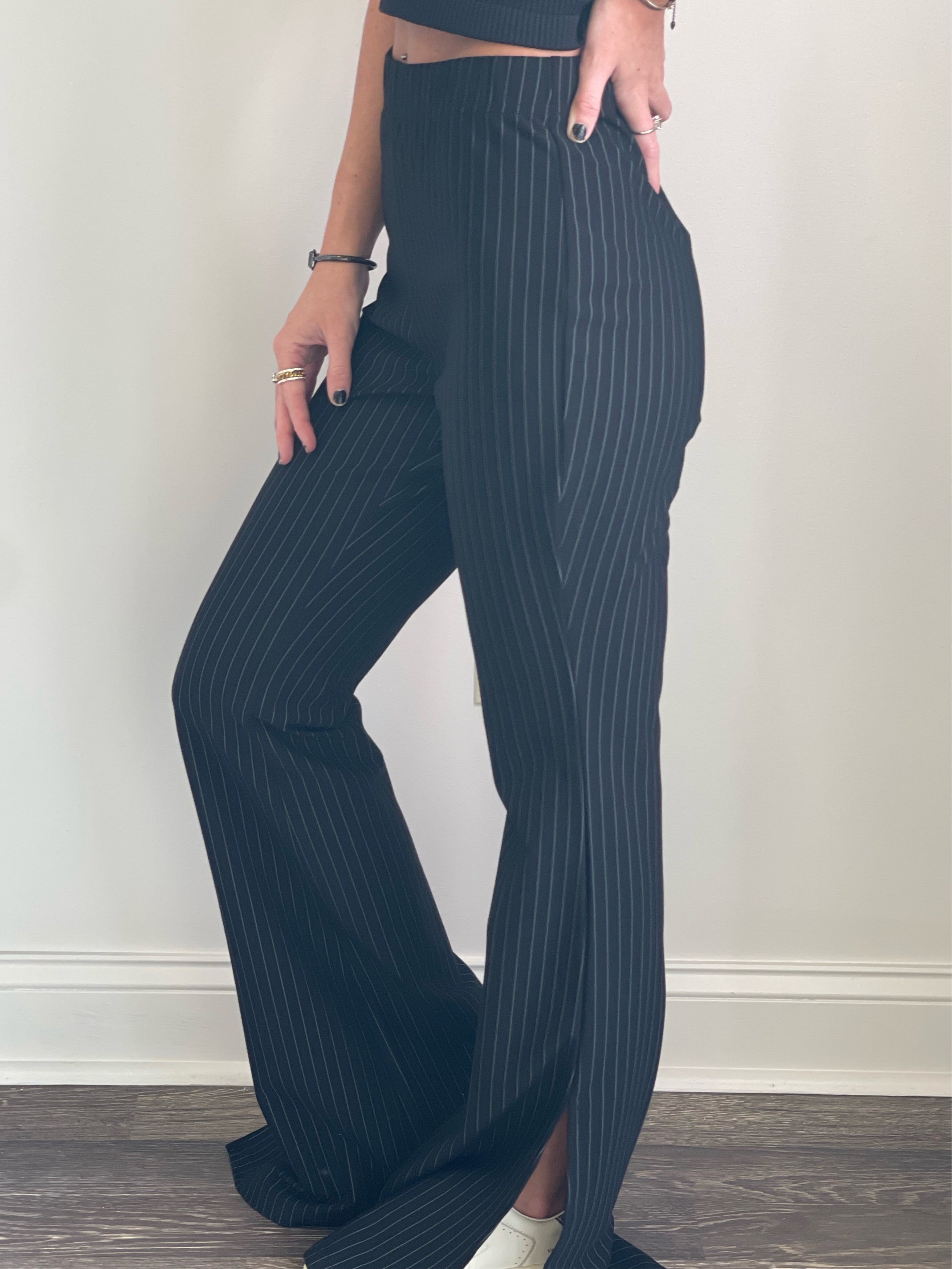 Paris Pinstripe Flare Career Pants