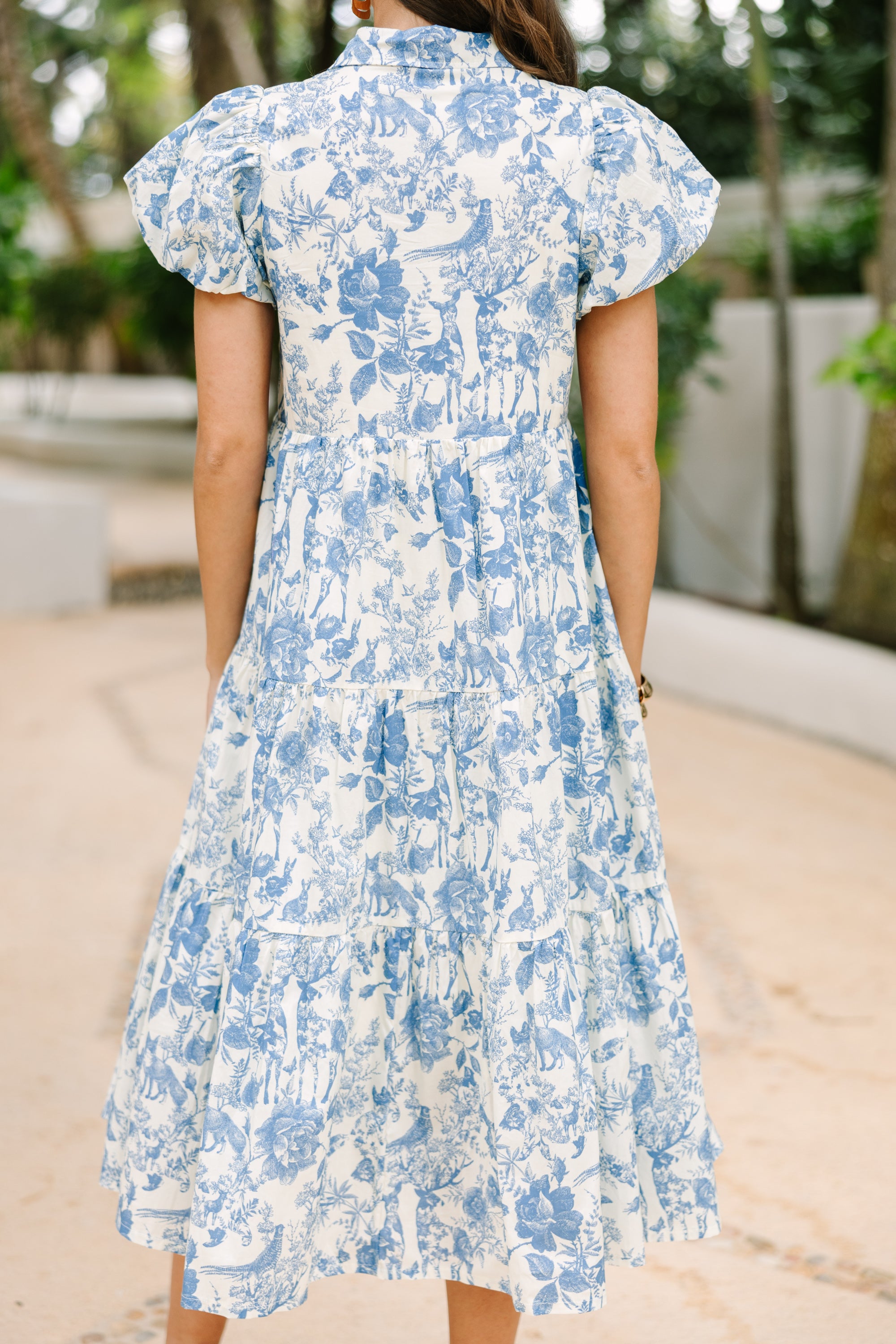 Perfect For You Blue Toile Button Down Midi Dress