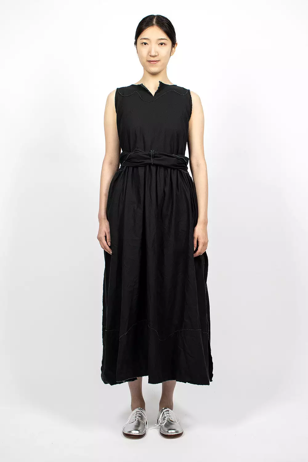 Pinafore Raw Cut Dress Black