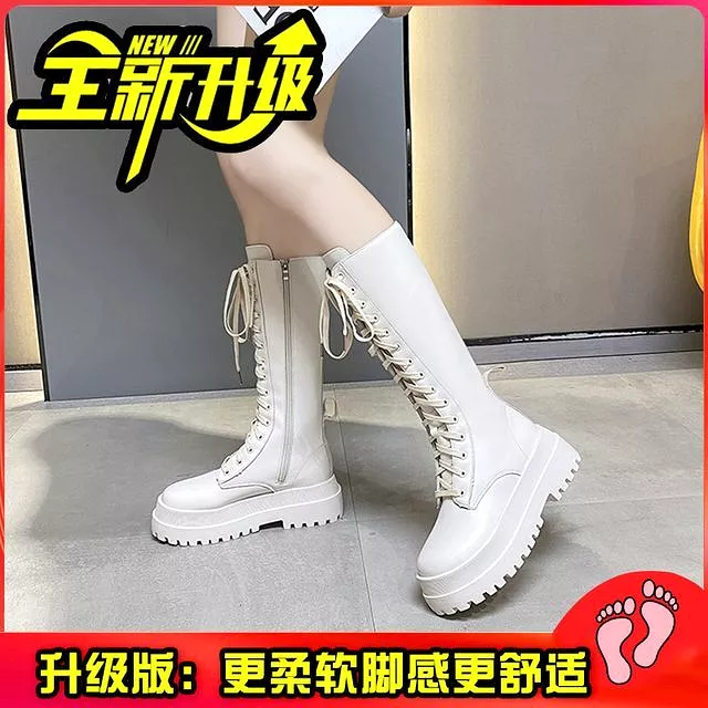 Plain Lace-Up Platform Tall Boots cc11