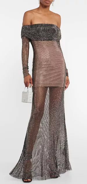 Rhinestone Fishnet Maxi Dress