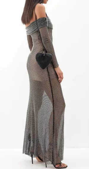 Rhinestone Fishnet Maxi Dress