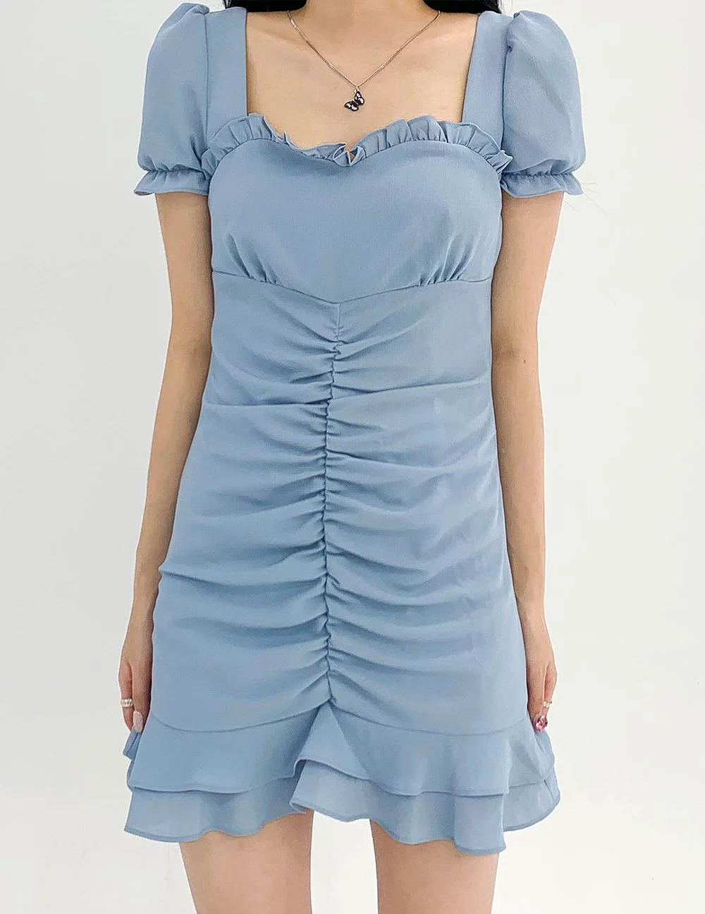 Romantic Ruched Front Mini Dress CCA29