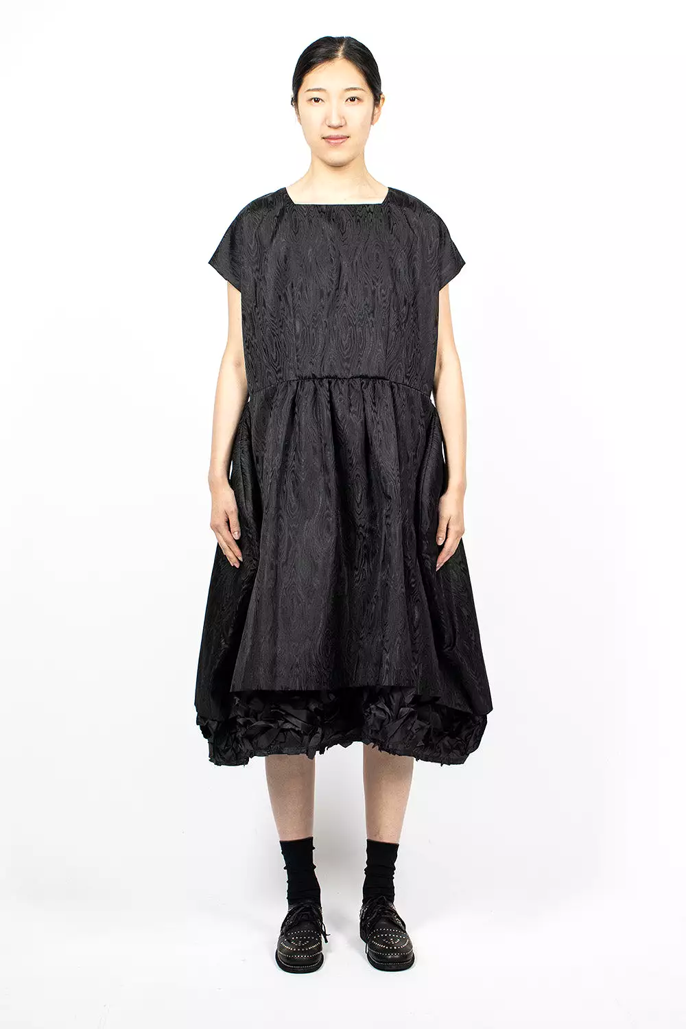 Ruffle Jacquard Dress Black