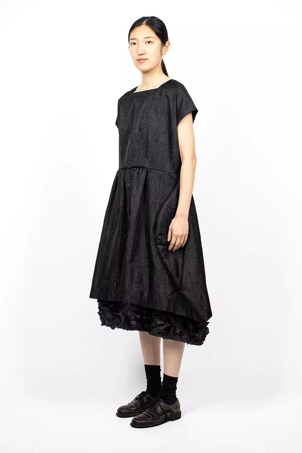 Ruffle Jacquard Dress Black