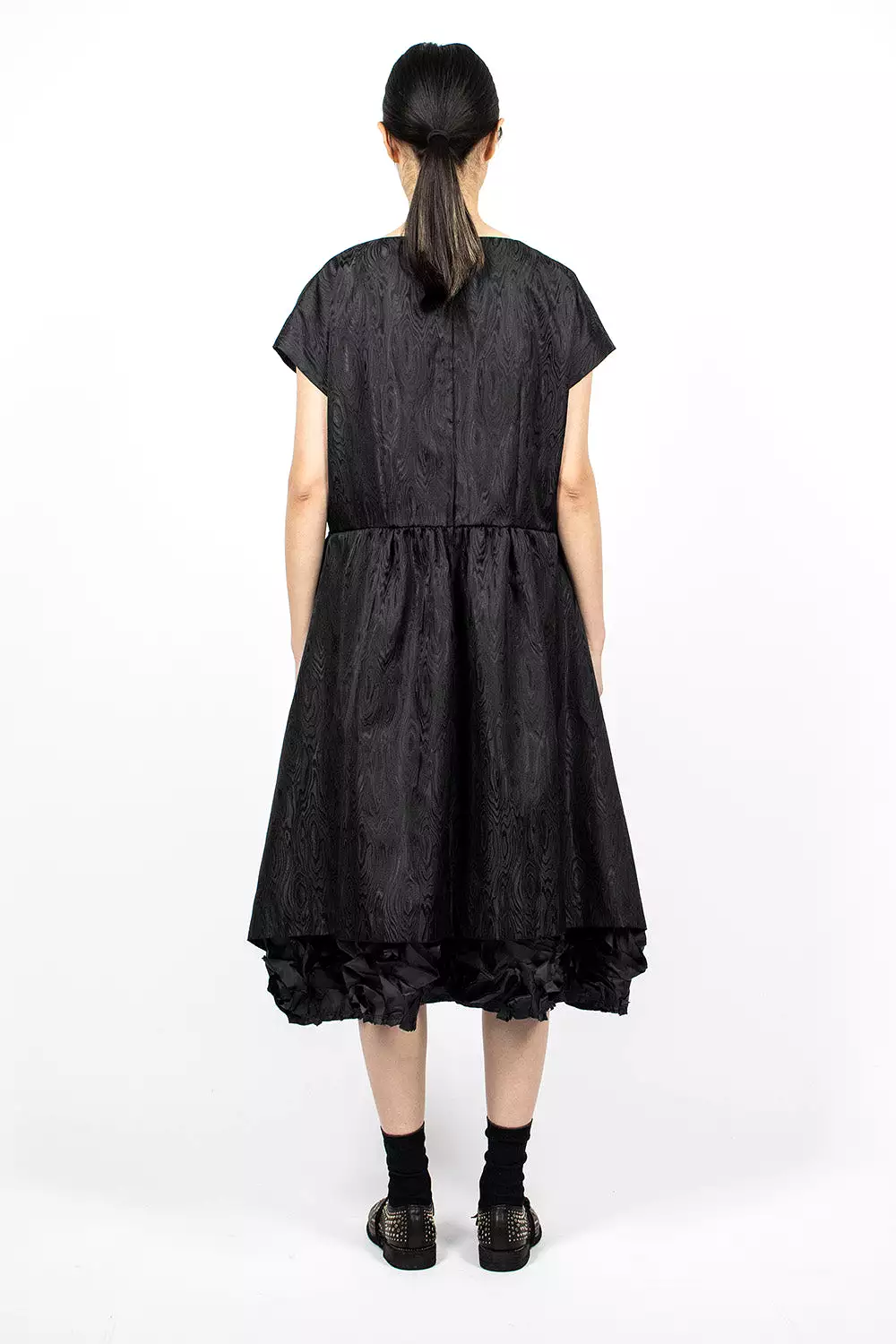 Ruffle Jacquard Dress Black