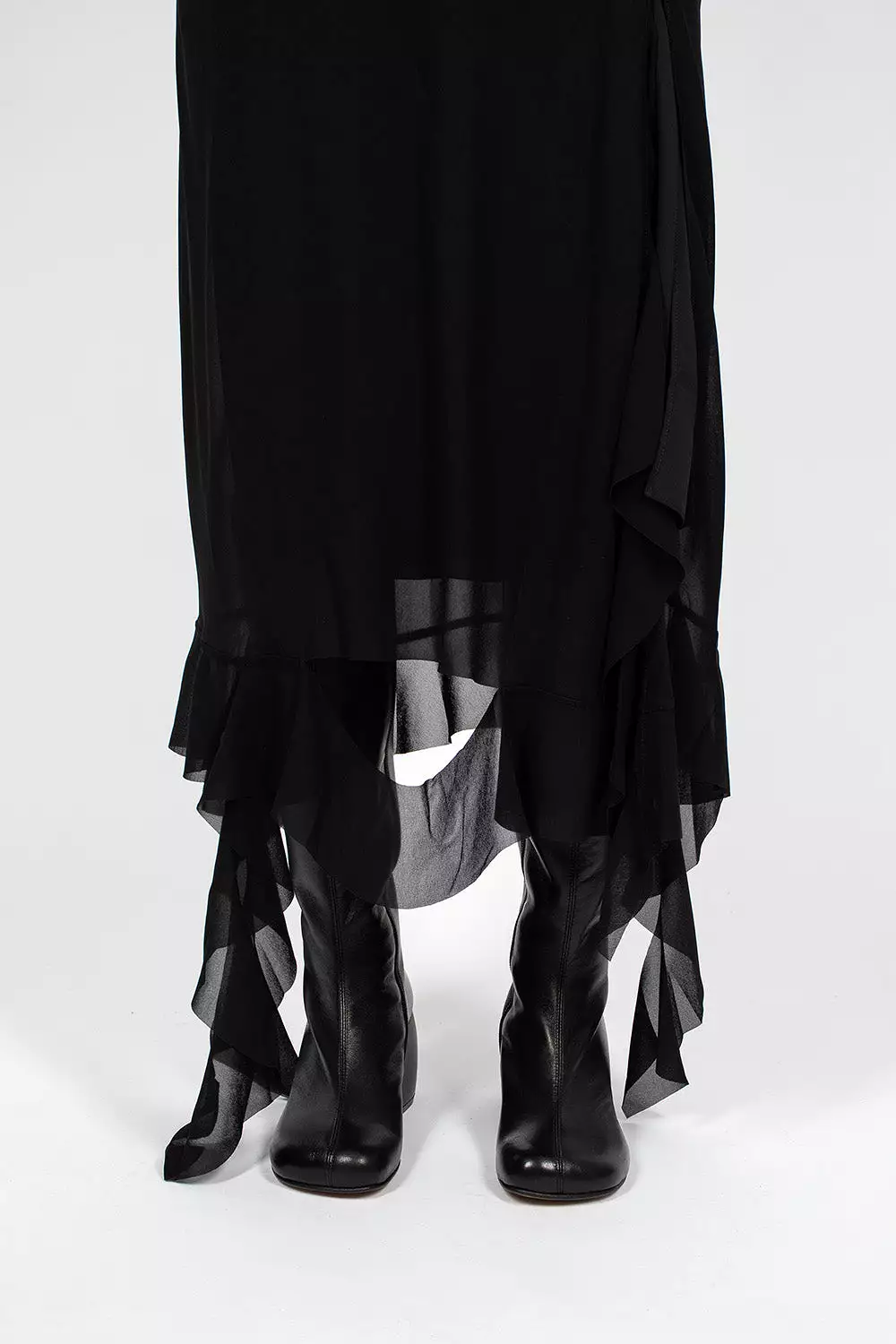 Ruffle Strap Dress Black