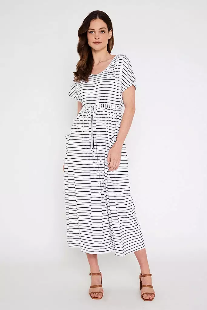 SALE - Mila Maxi Dress - Black / White Stripe