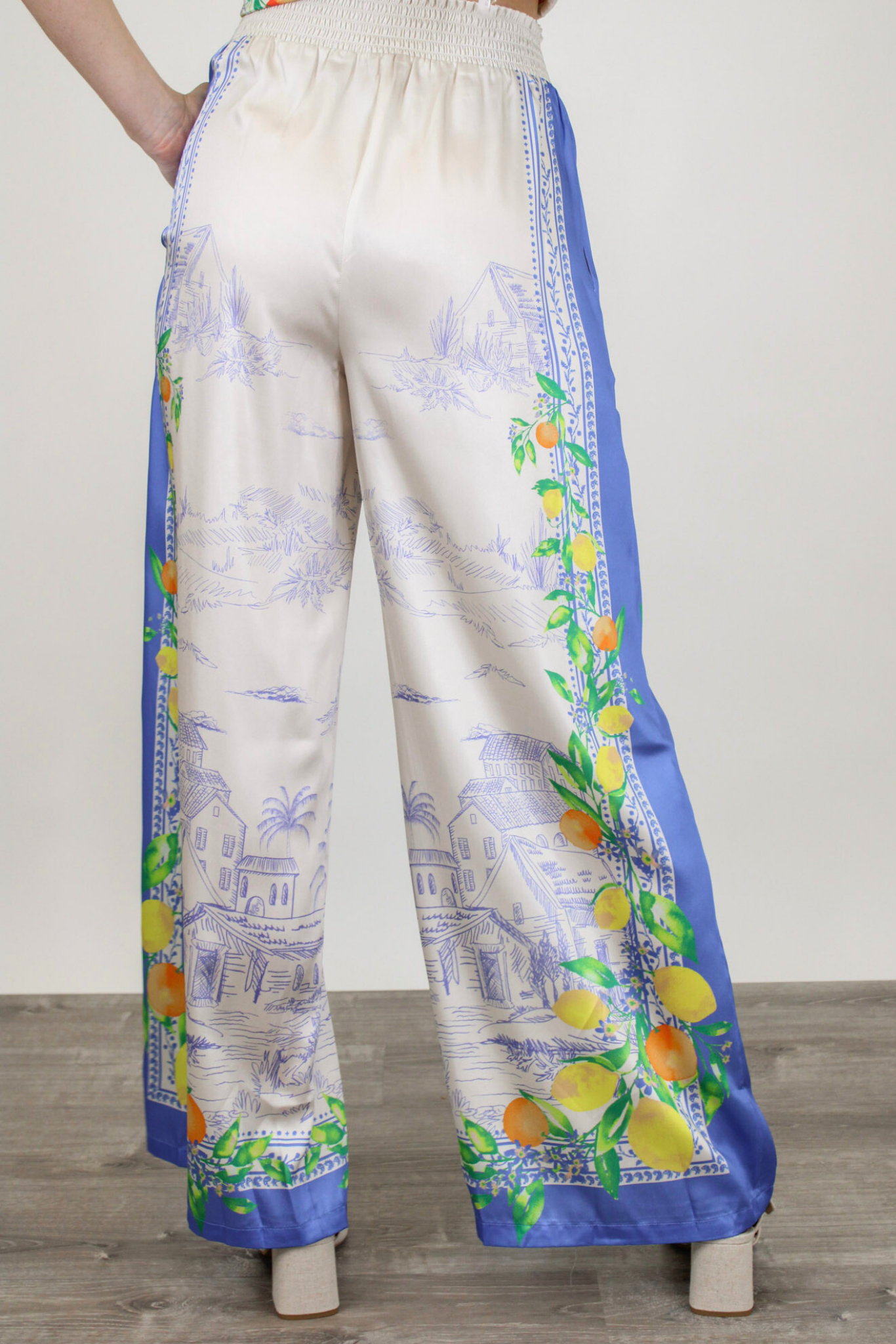 Santorini Skies Satin Pants