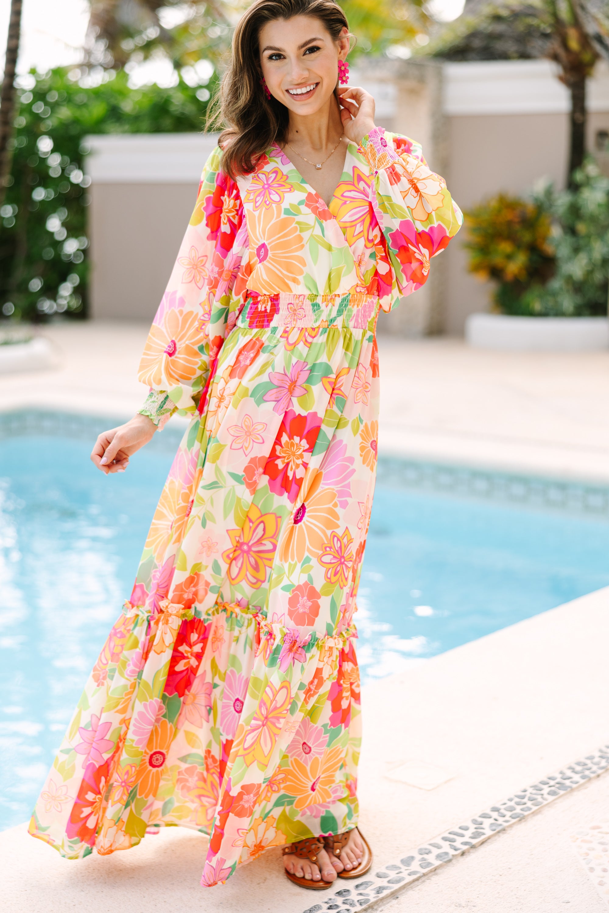 Say It Loud Fuchsia Pink Floral Maxi Dress