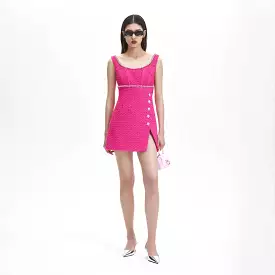 SELF-PORTRAIT Fuchsia Boucle Mini Dress