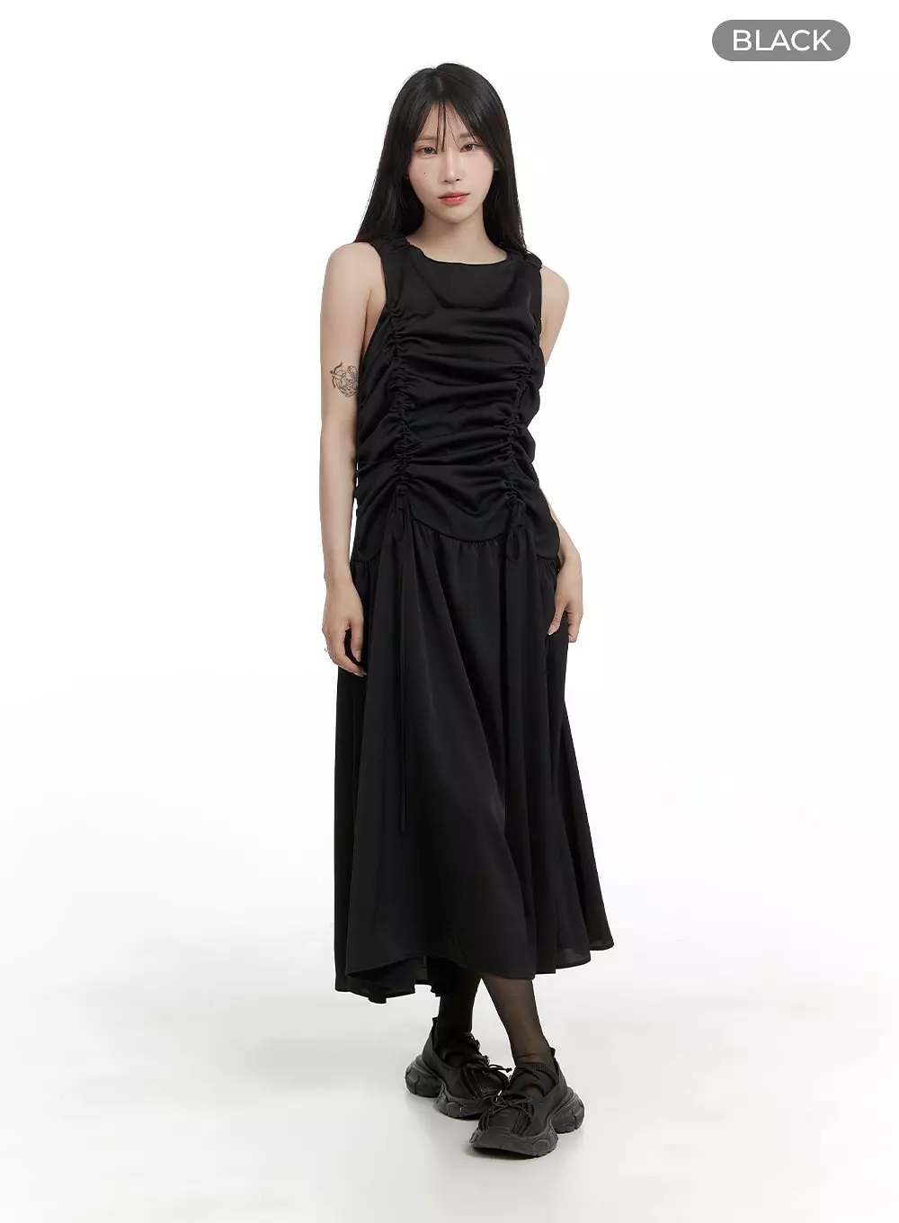 Shirred Sleeveless Maxi Dress CA404