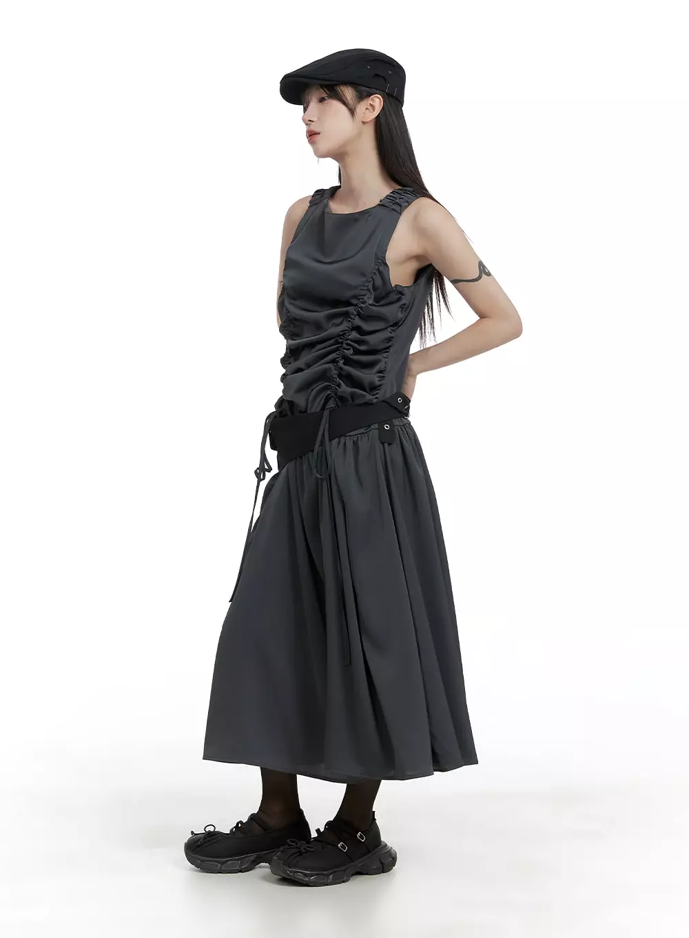 Shirred Sleeveless Maxi Dress CA404