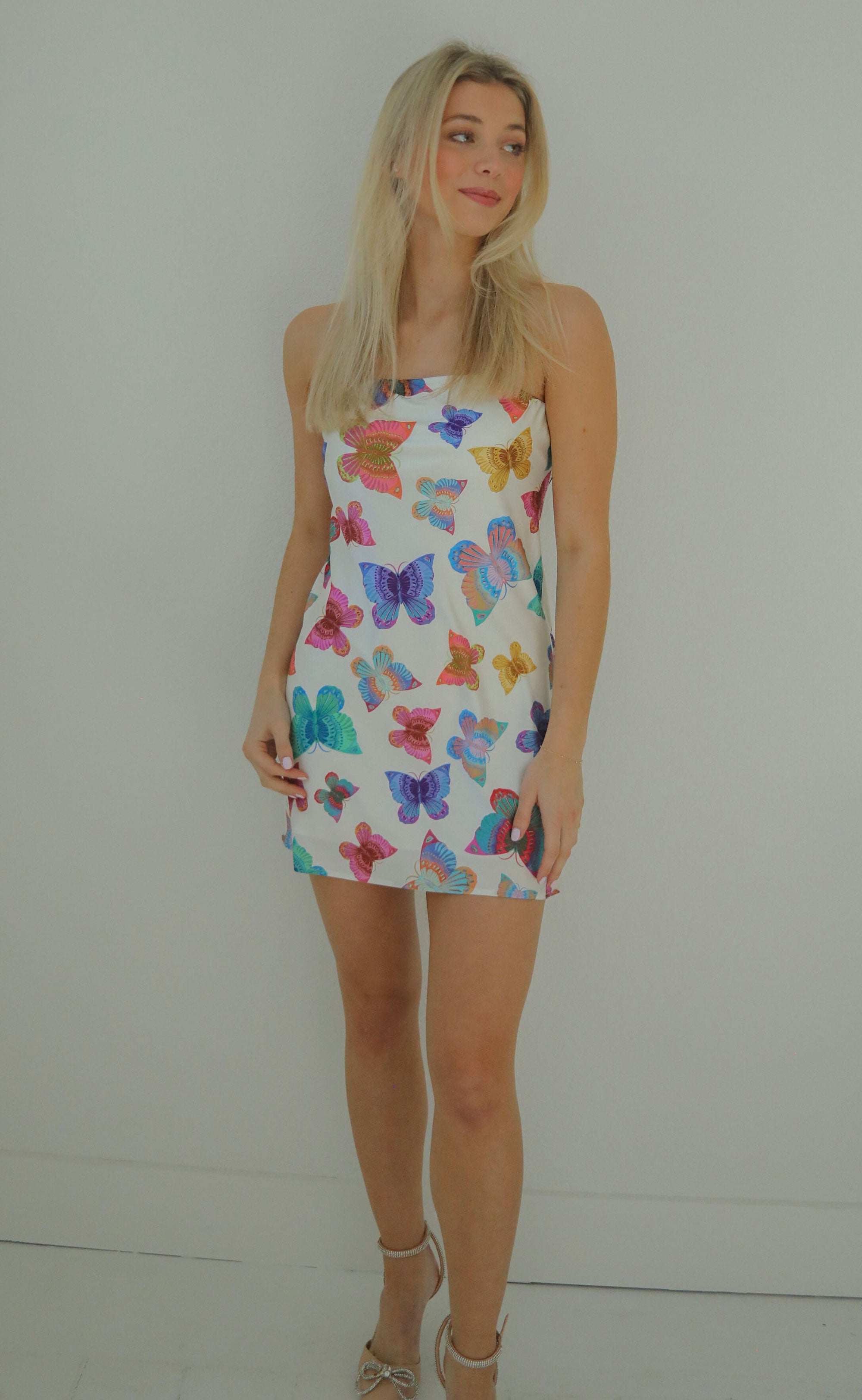 show me your mumu: taylor tube mini dress - rainbow butterflies