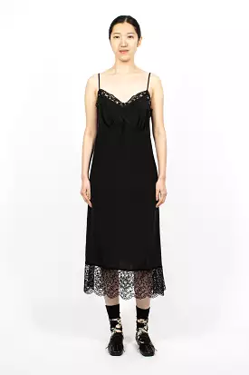 Slip Dress Black/Lace Trim