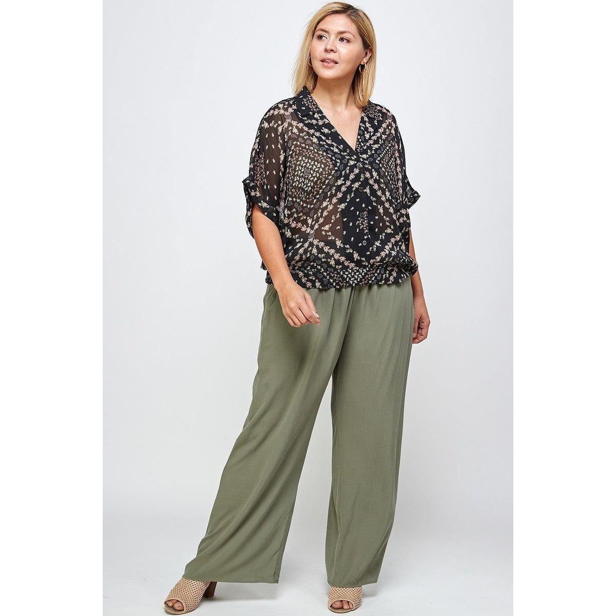 Solid Full Length Wide Leg Palazzo Pants