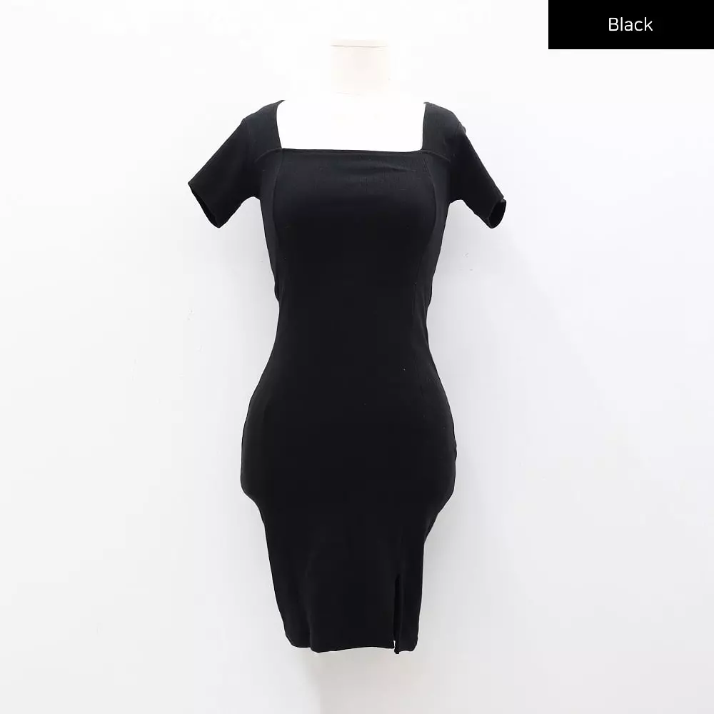 Square Neck Slit Mini Dress CA21