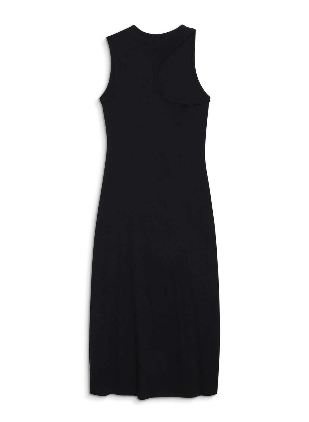 Stateside 2x1 Rib Asymmetric Back Midi Dress in Black