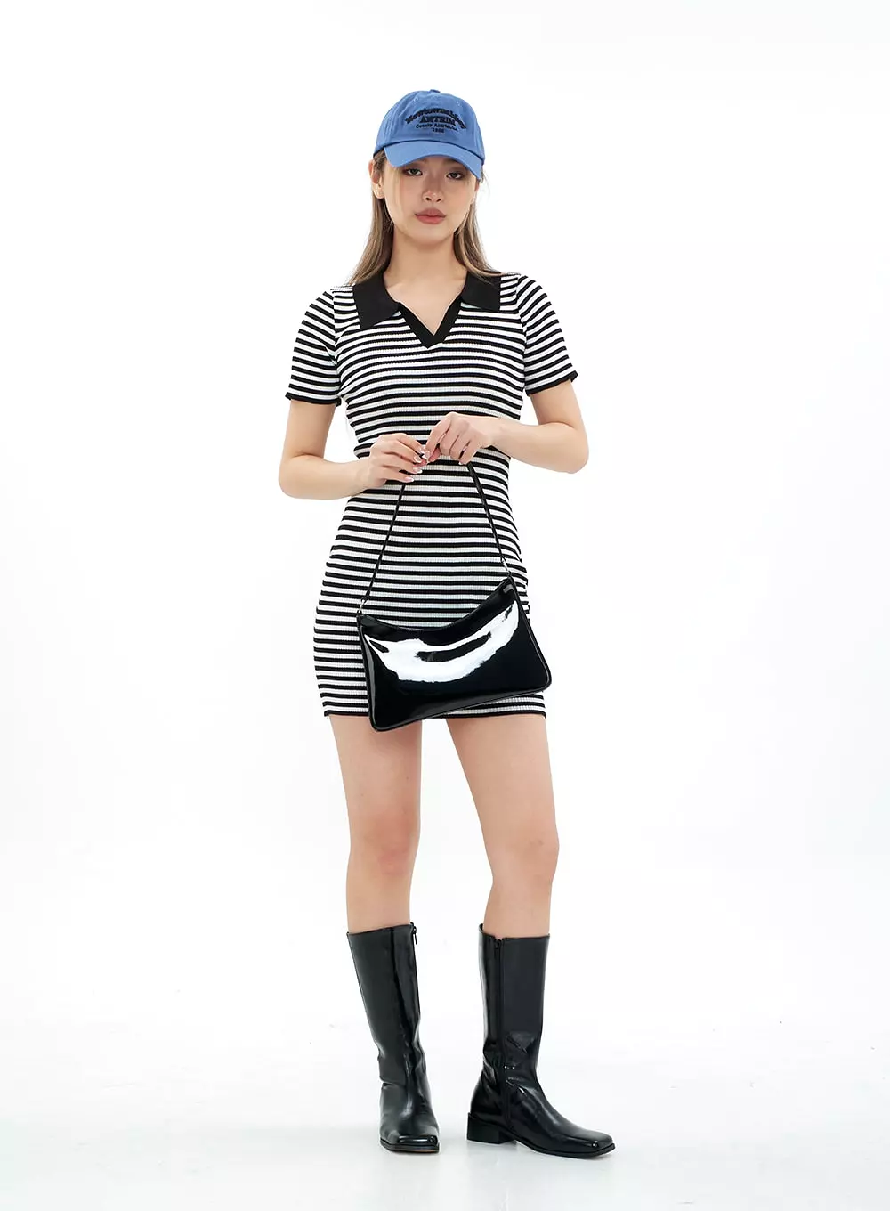 Striped Collared Mini Onepiece Dress CM29