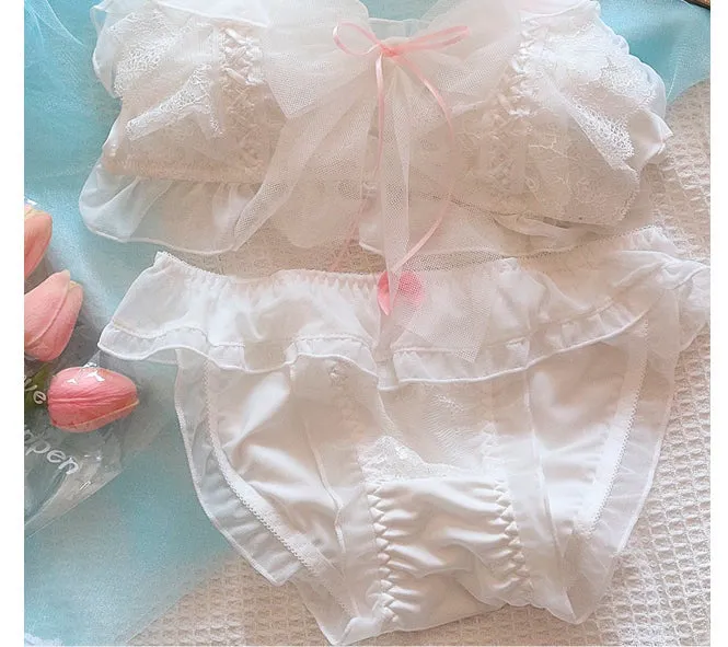 Sweet Girly Pink Bow Kawaii Princess Lingerie Set