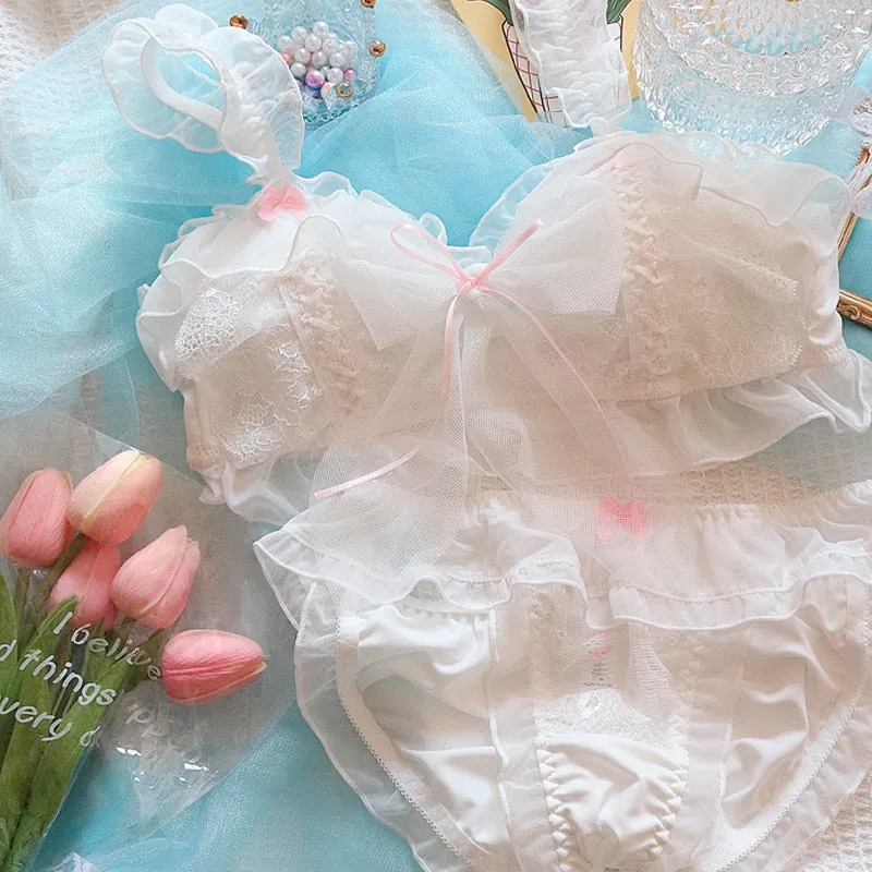 Sweet Girly Pink Bow Kawaii Princess Lingerie Set