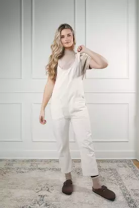 Tell Her Story Cream Overalls