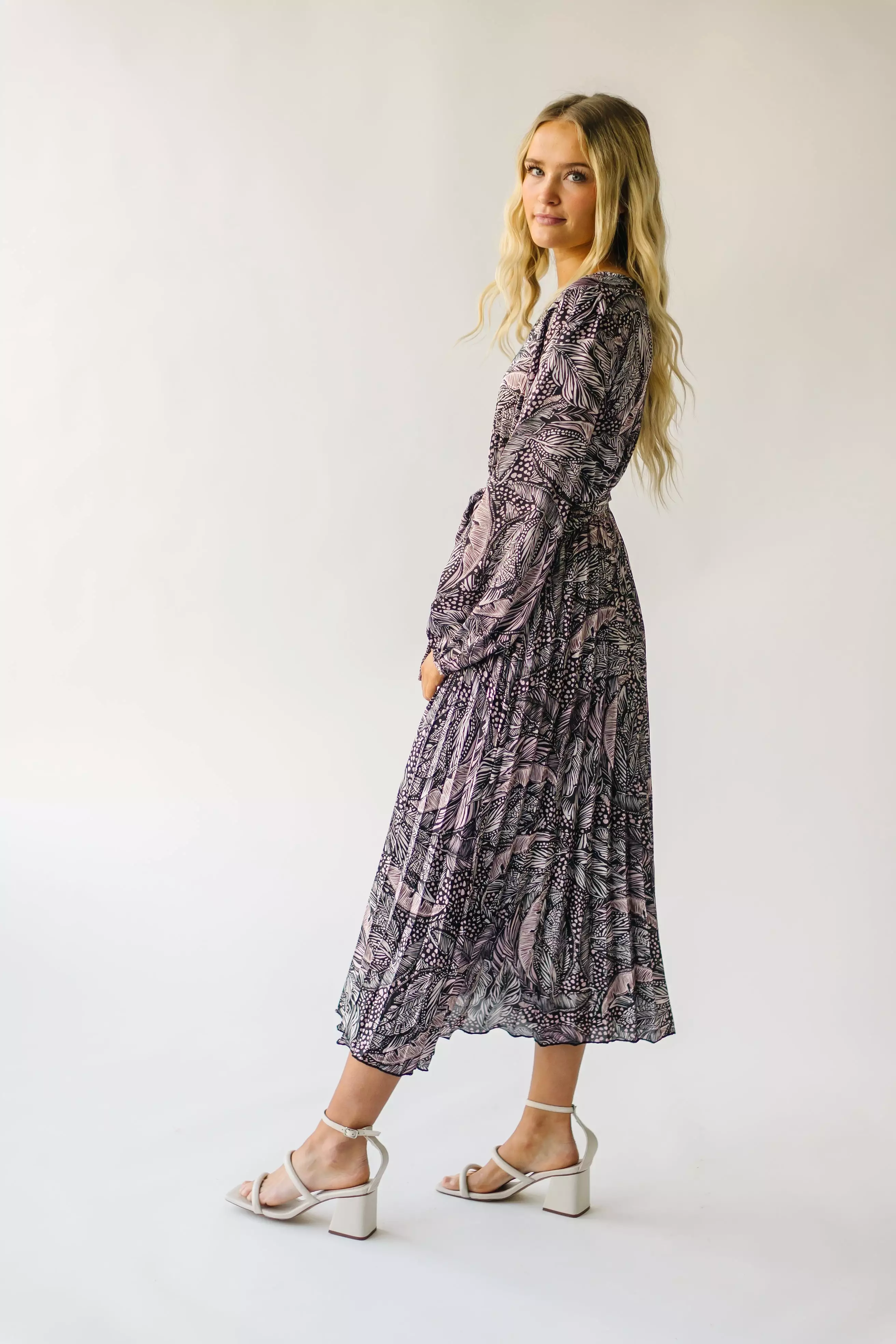 The Alvarado Satin Midi Dress in Black Multi