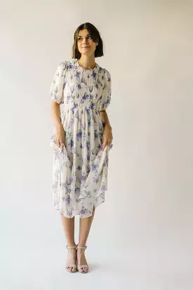 The Ardencroft Watercolor Midi Dress in Ivory Multi