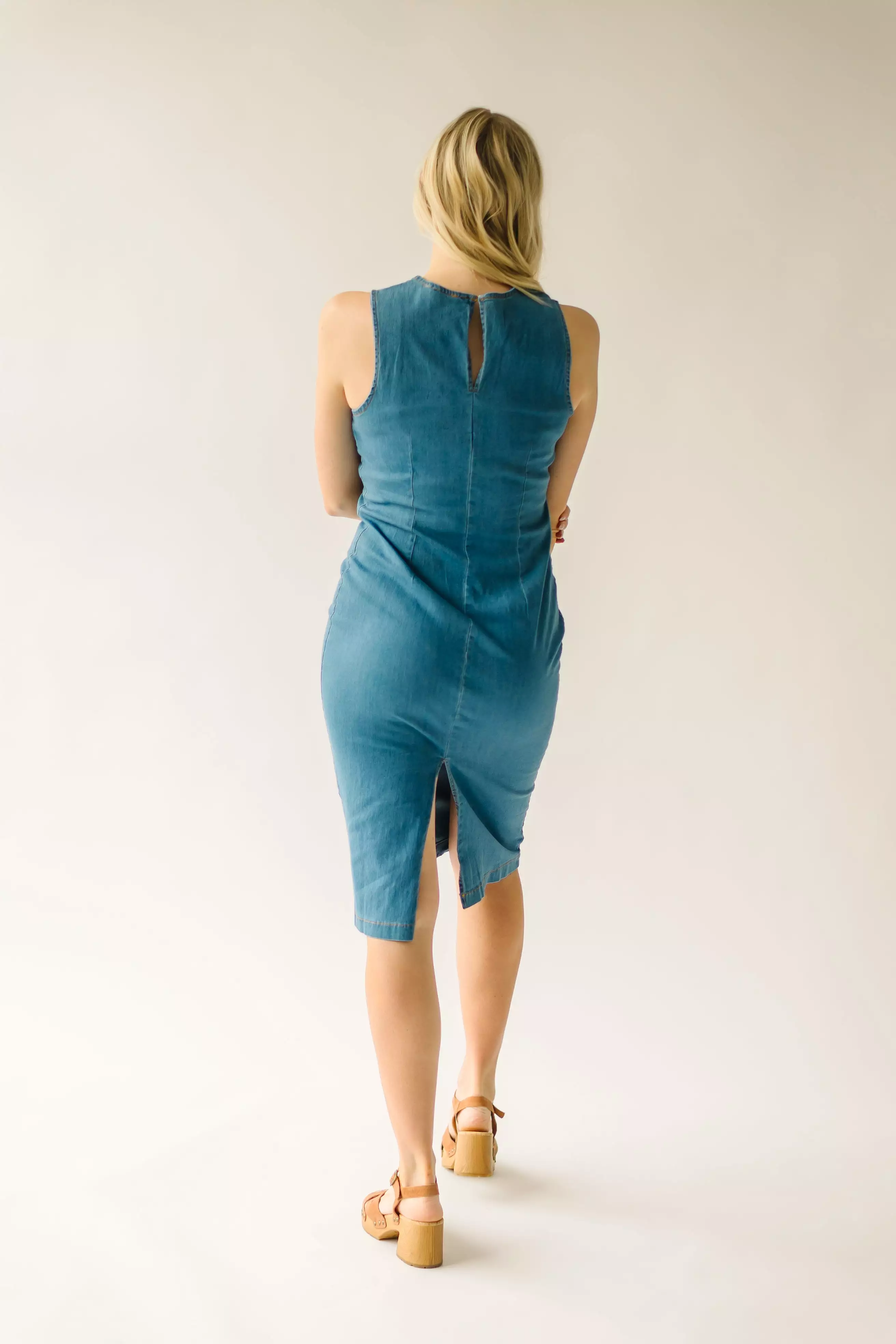 The Aukland Denim Midi Dress in Blue