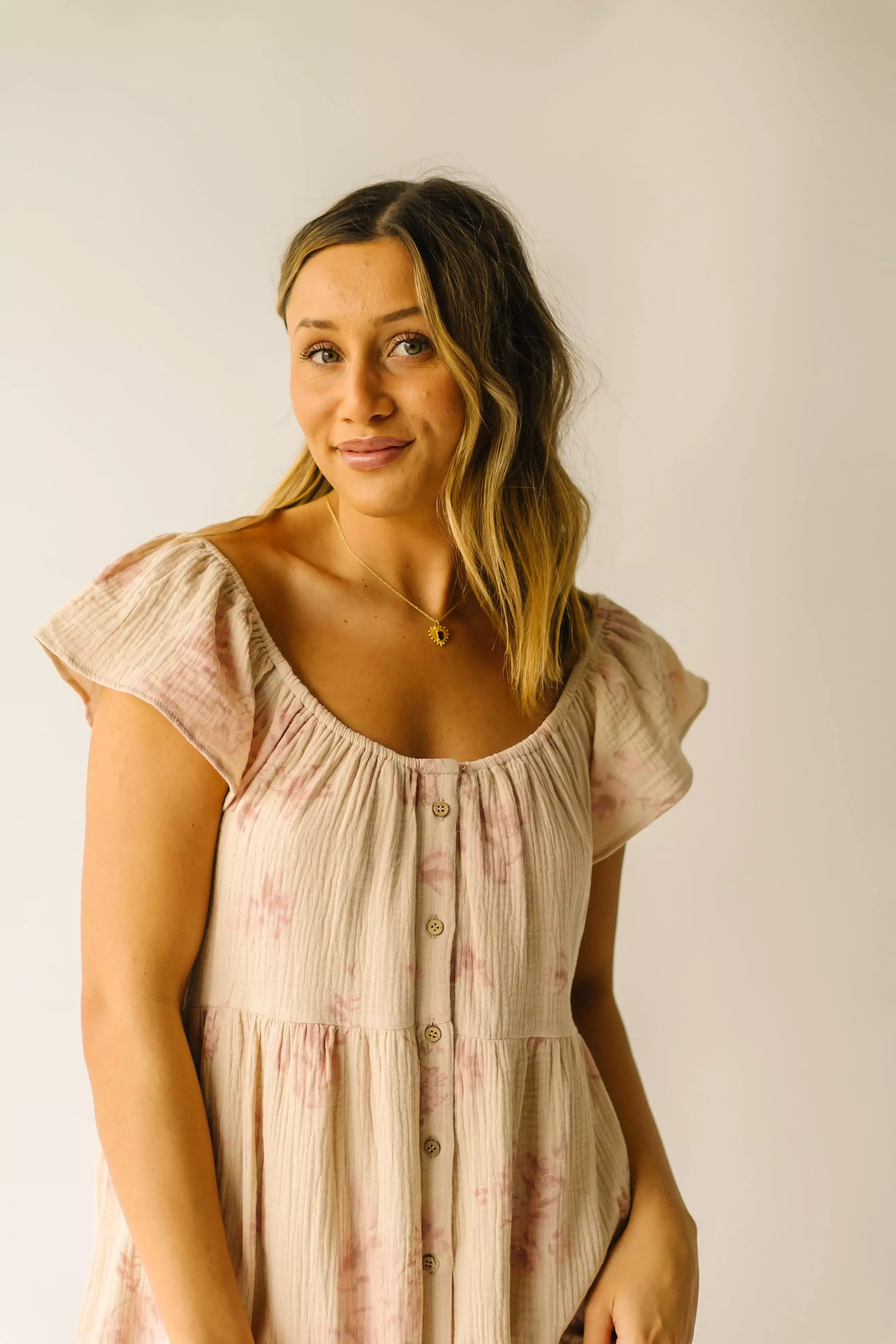 The Ferriday Button Down Midi Dress in Mauve