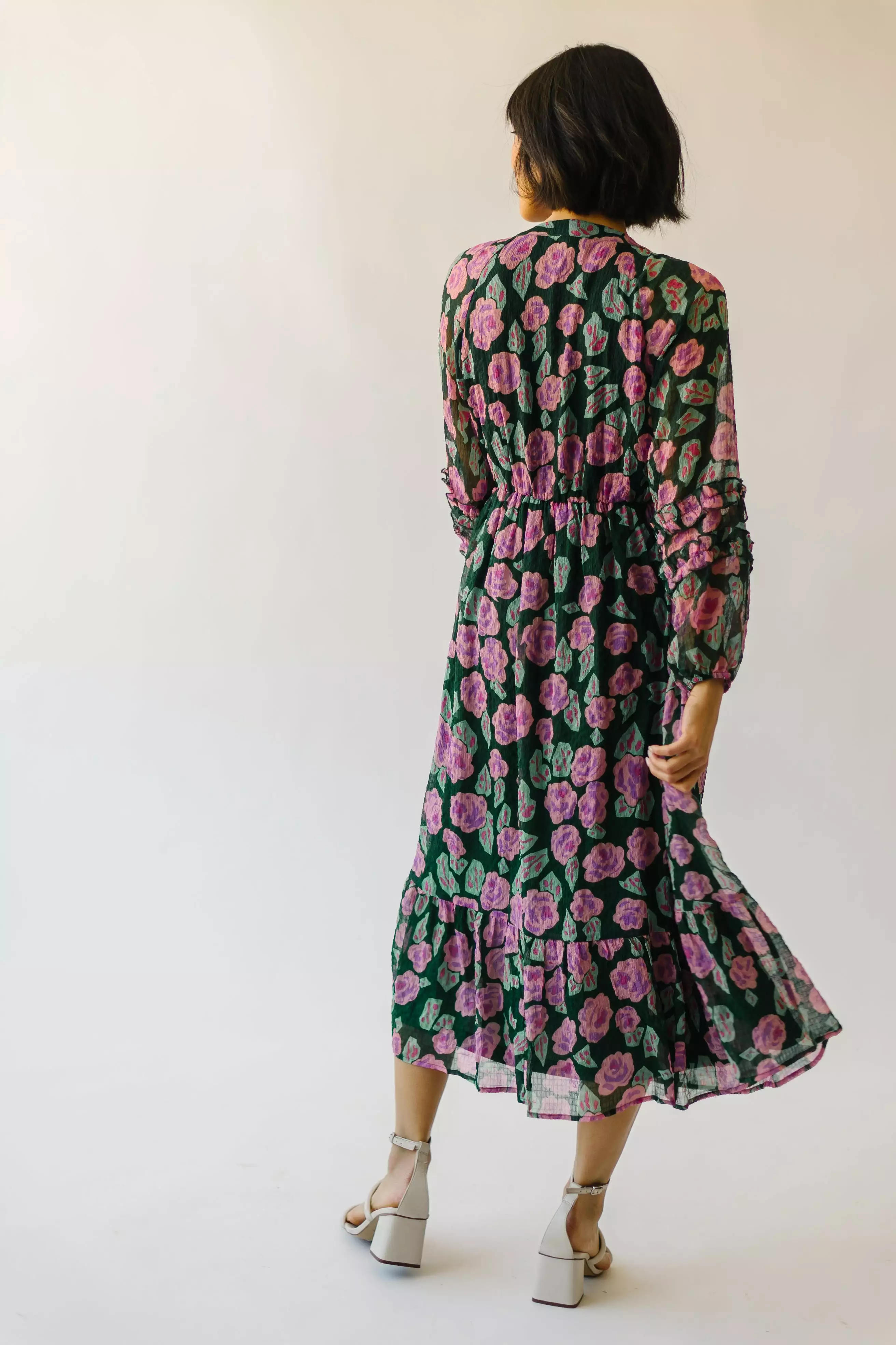 The Gladstone Floral Midi Dress in Green Multi