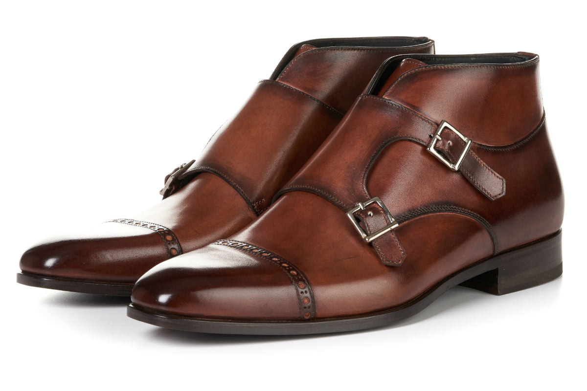 The Heston Double Monk Strap Boot - Brown