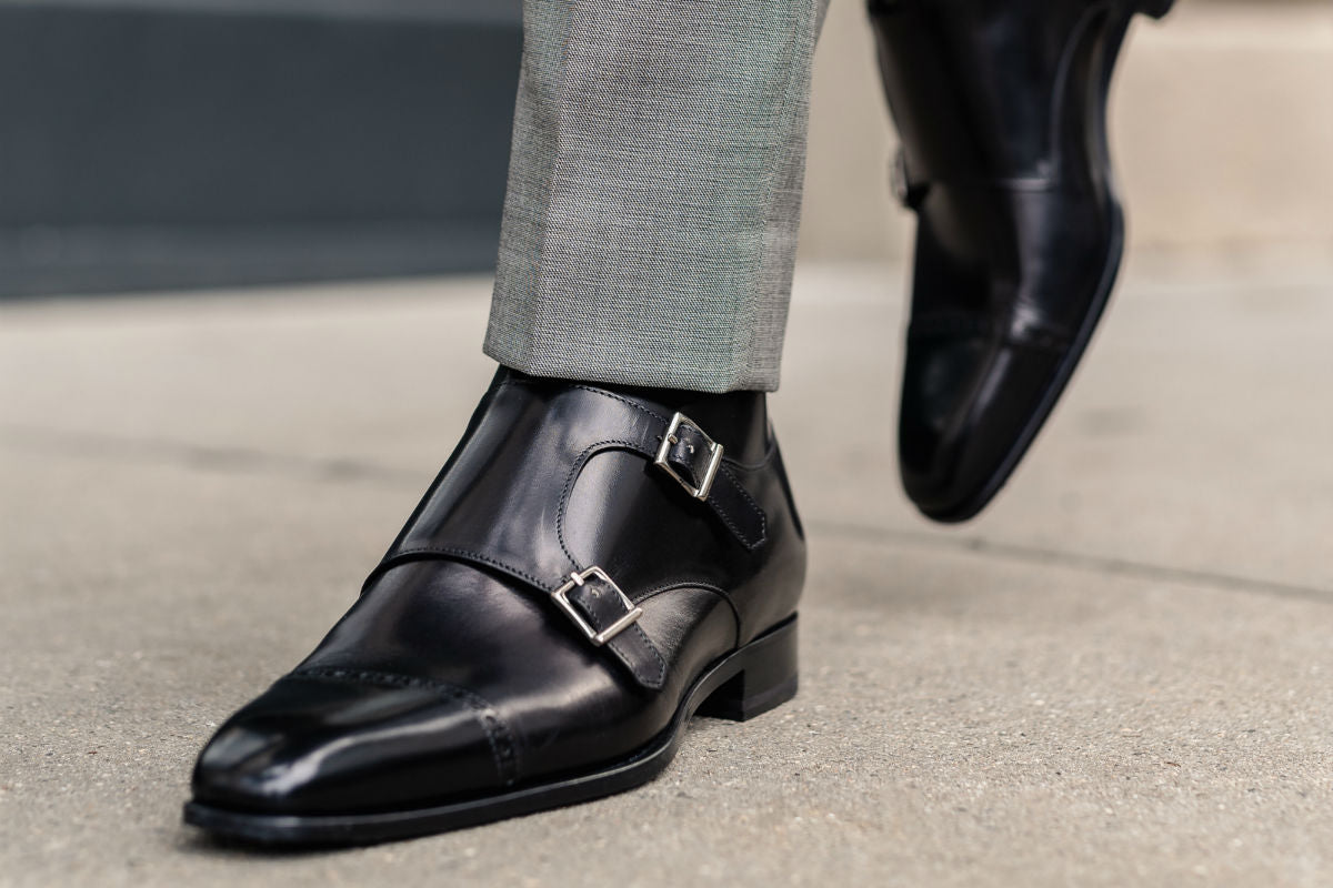 The Heston Double Monk Strap Boot - Nero