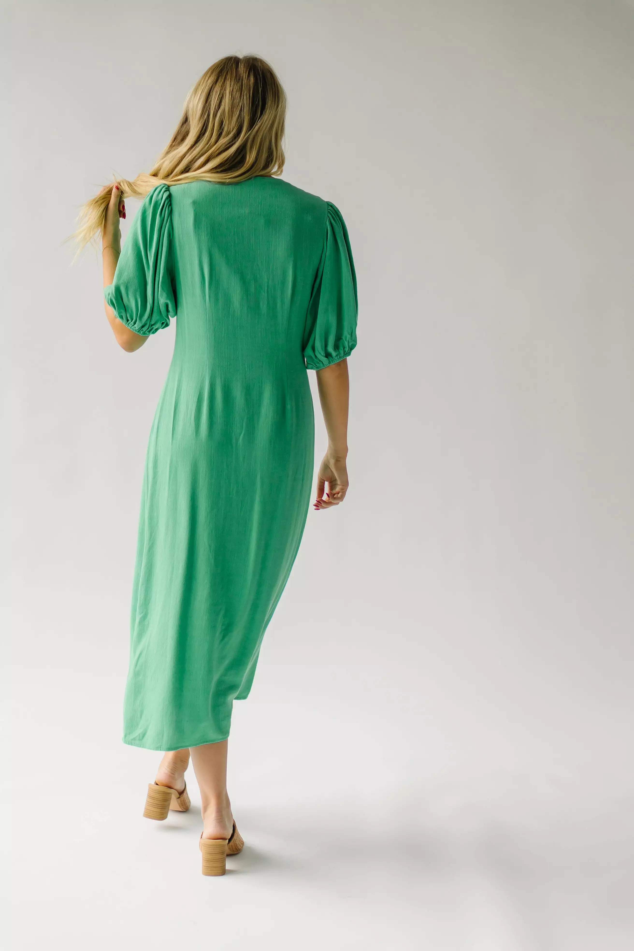 The Lizton Knotted Detail Midi Dress in Kelly Green