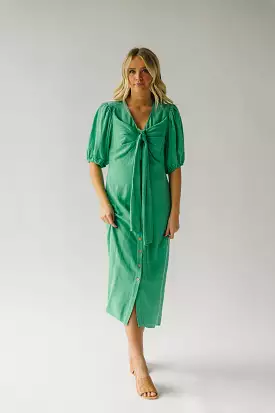 The Lizton Knotted Detail Midi Dress in Kelly Green