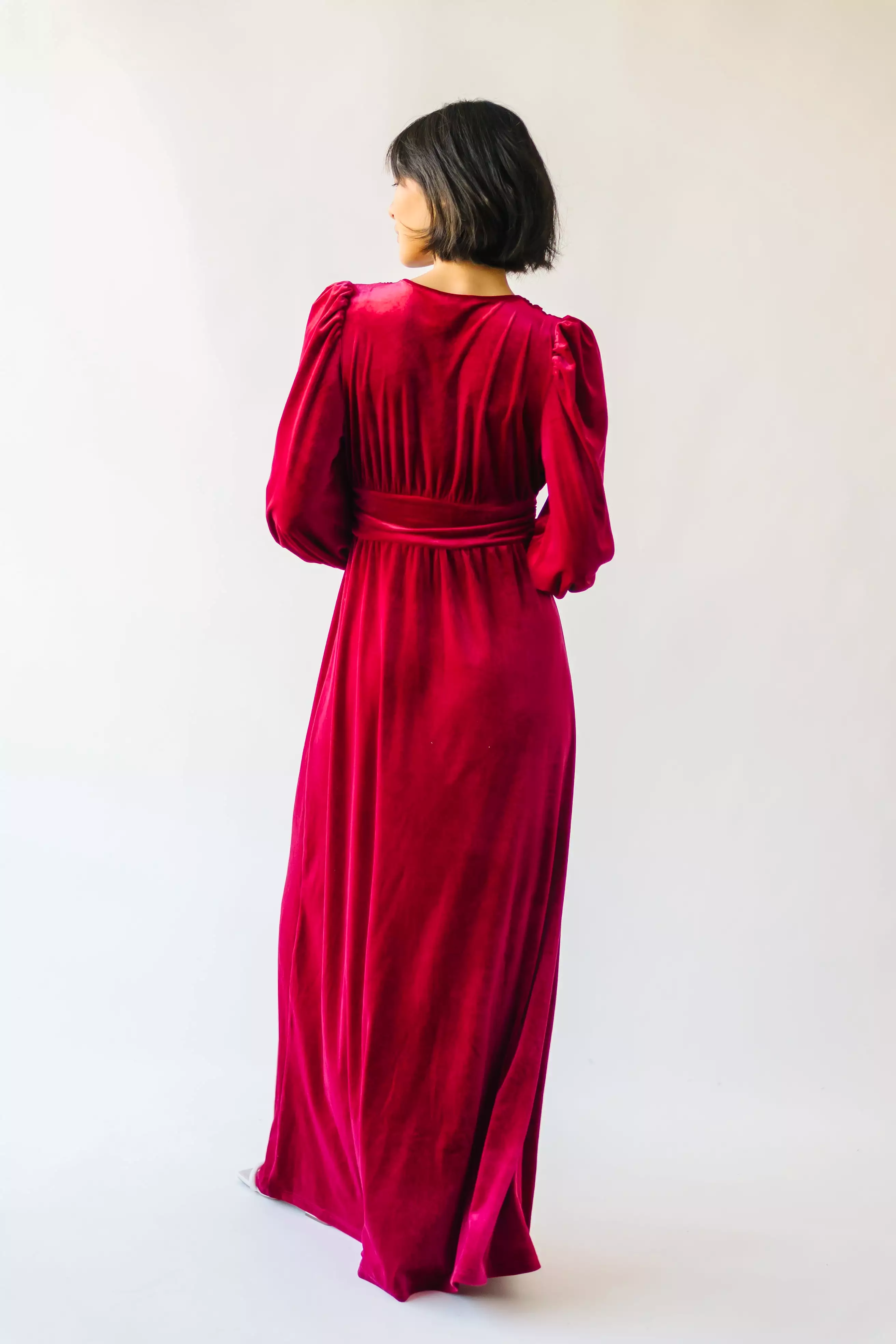 The Morin Velvet Maxi Dress in Red